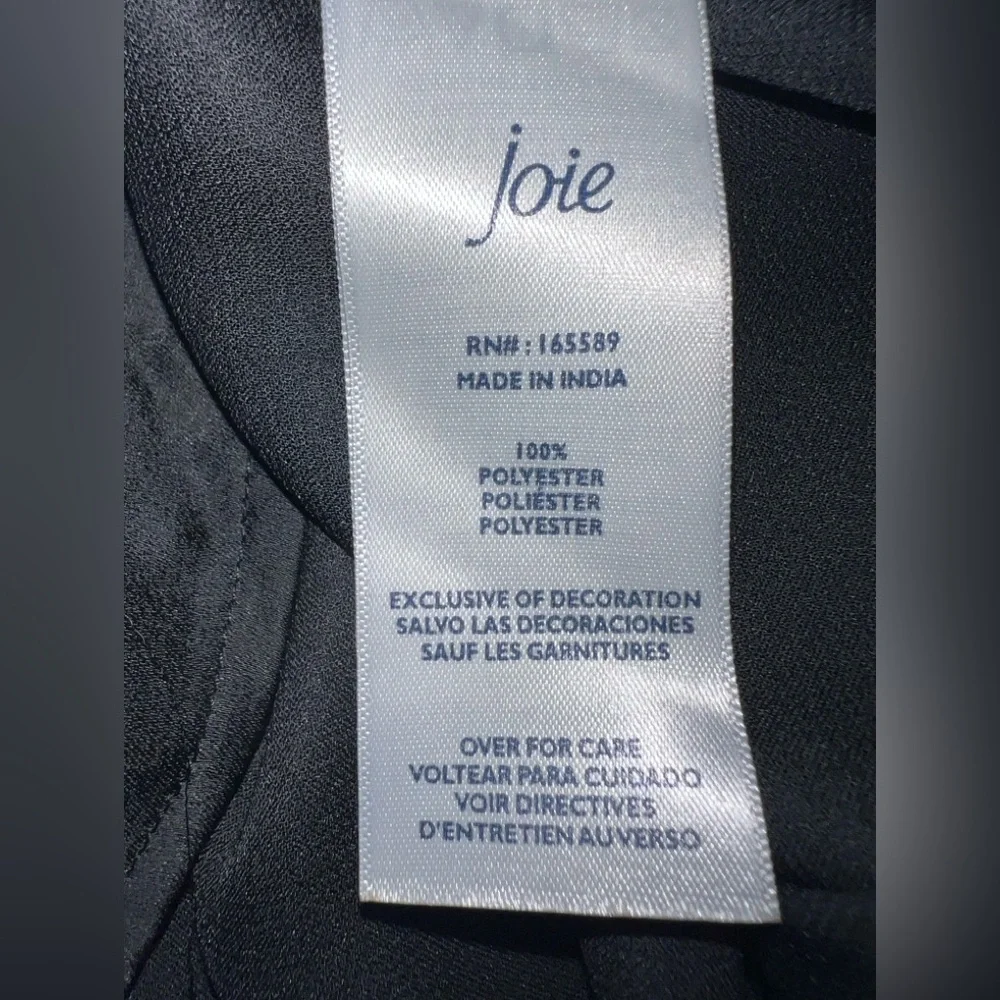NWT Joie Satin Buttoned Career Blouse Black Large Office